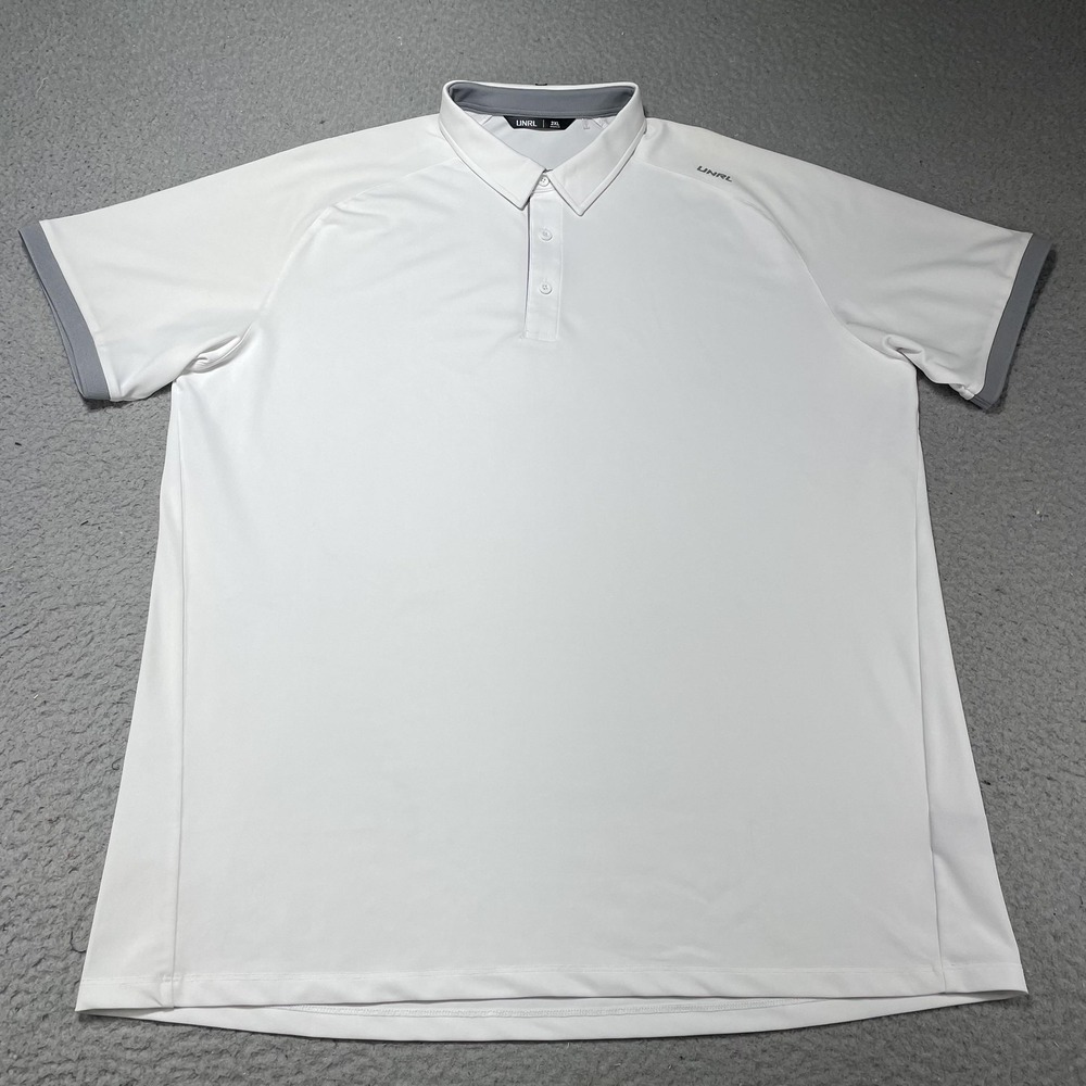 UNRL Polo Shirt Men's Size 2XL White Athletic Fit Performance Golf Stretch Knit